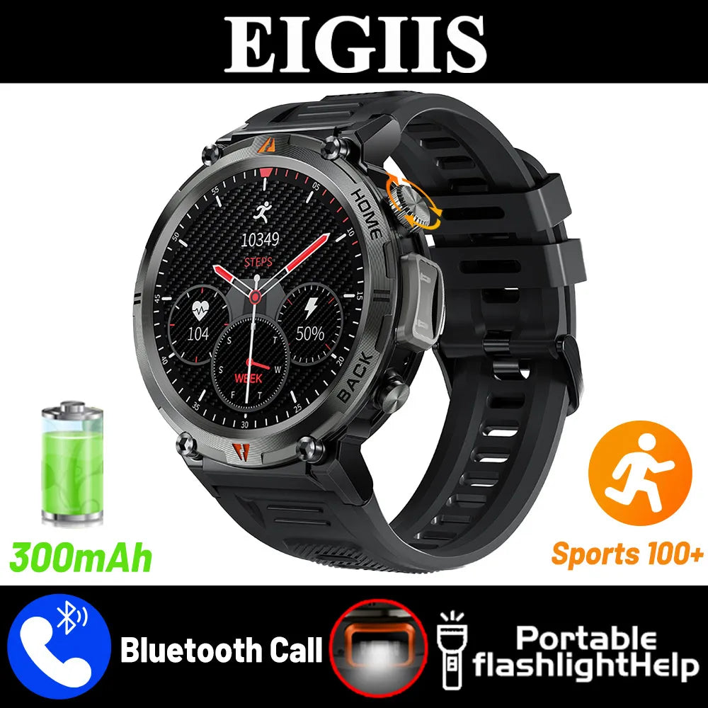 EIGIIS KE3 2025 New Bluetooth Call smartwatch for men Full Touch Screen With Health Monitor heart rate Flashlight Smart watch black United States S54cfc453e0fd45fc9a87afce6d9cd369N Red, White and Blue Products Store